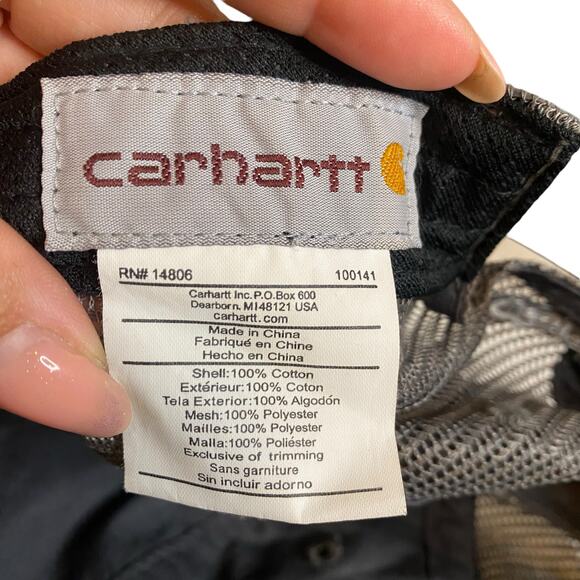 Carhartt Distressed Trucker Snapback Hat Gray Canvas Mesh Baseball Cap Unisex - Picture 9 of 11